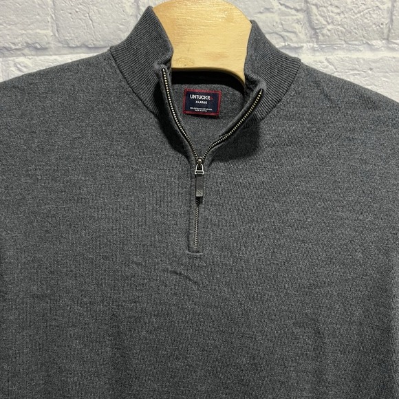UNTUCKit Sweater Men Gray 100% Extra Fine Merino Wool 1/4 Zip Pullover Size XL - Picture 4 of 7